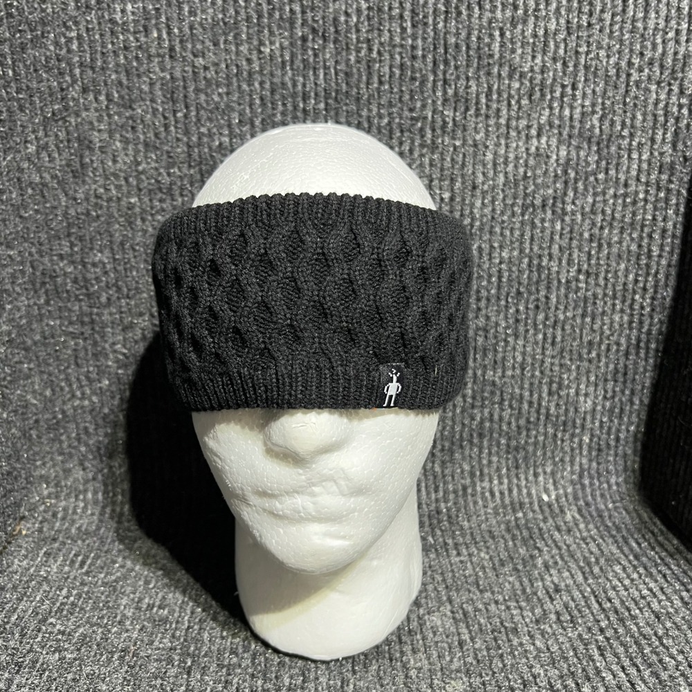 Smartwool Headband Unisex OS Black Cable Knit Fleece Lined Ear Warmer Winter